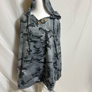 Gray Camouflage Women's Hoodie Top